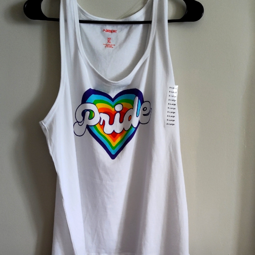 White Pride Tank Top with Rainbow Heart
